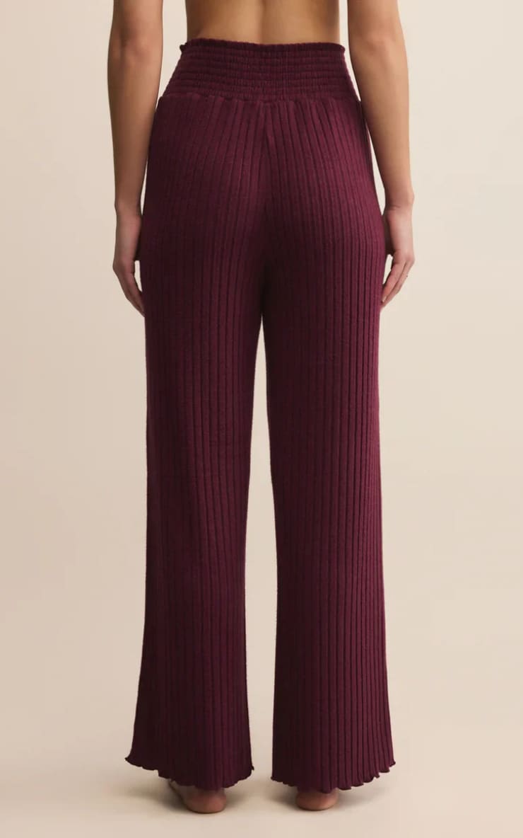Z SUPPLY- Dawn Smocked Rib Pant in Merlot