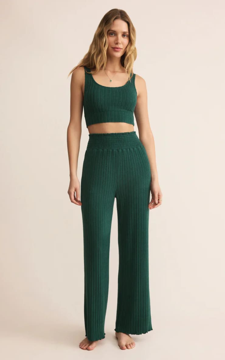 Z SUPPLY- Dawn Smocked Rib Pant in Mistletoe