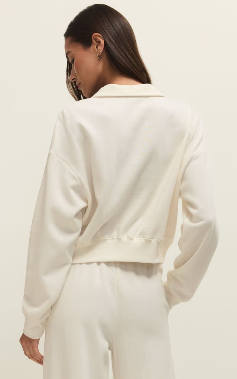 Z SUPPLY- Downtown Half Zip Sweatshirt in Cloud - SWEATER &