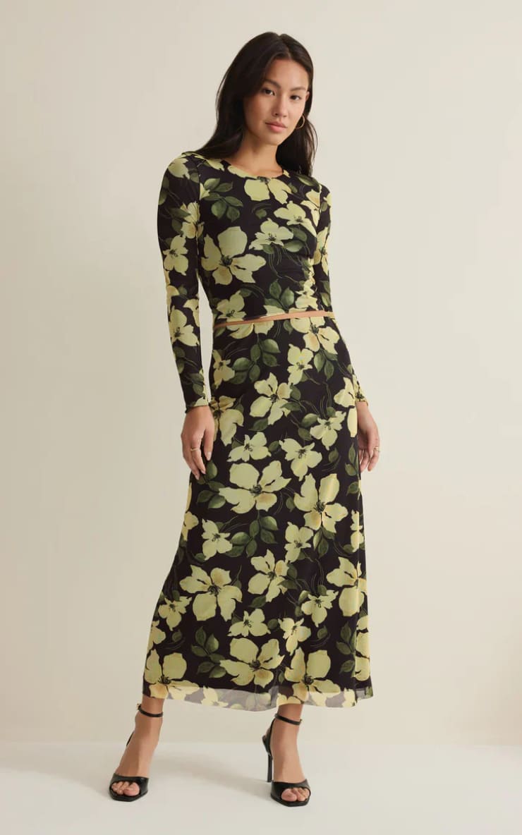 Z SUPPLY- Eda Ren Floral Mesh Maxi Skirt in Sunnyside