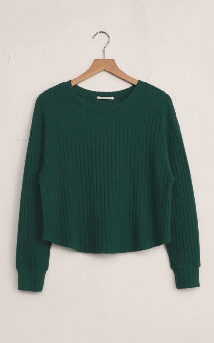 Z SUPPLY- Elfie Silky Rib Long Sleeve Top in Mistletoe
