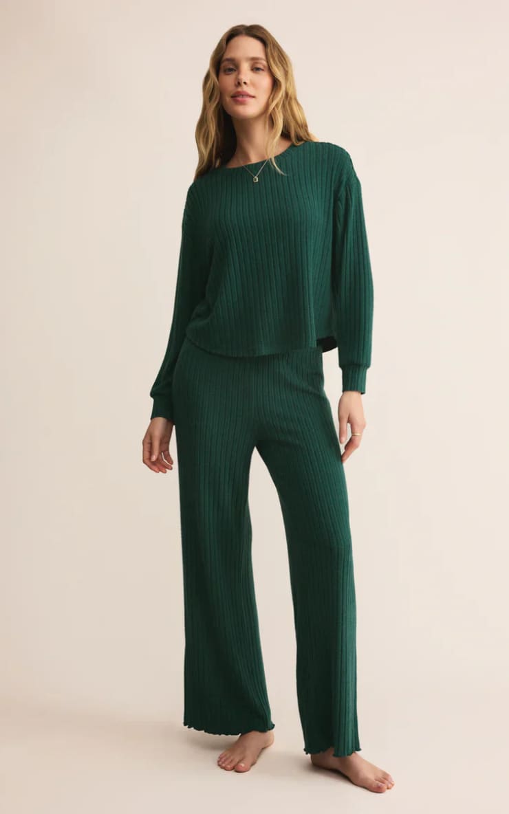 Z SUPPLY- Elfie Silky Rib Long Sleeve Top in Mistletoe