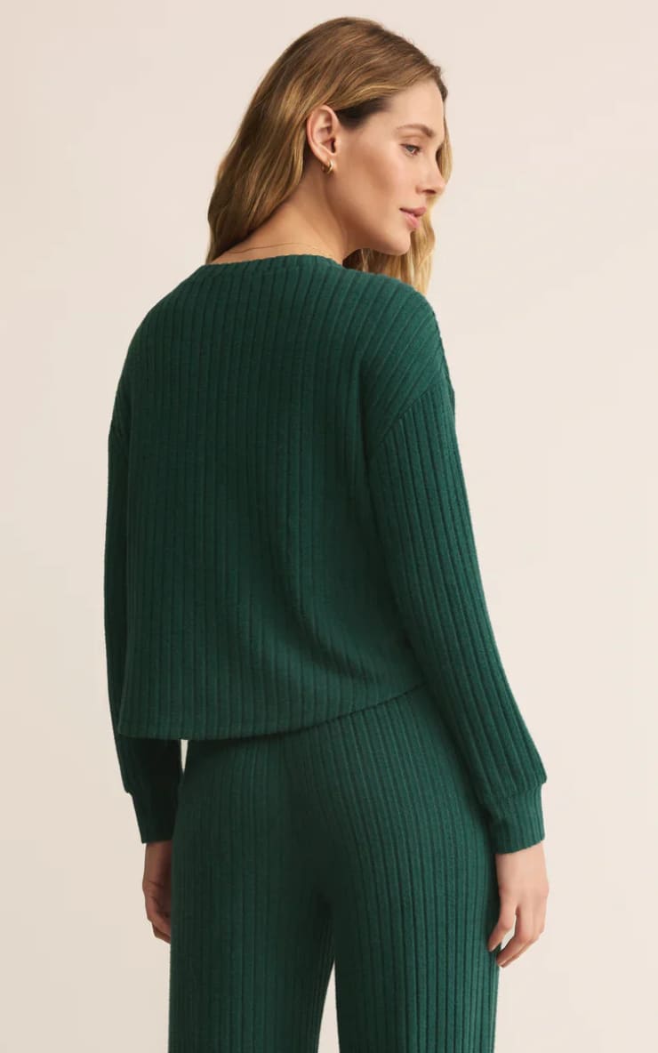 Z SUPPLY- Elfie Silky Rib Long Sleeve Top in Mistletoe