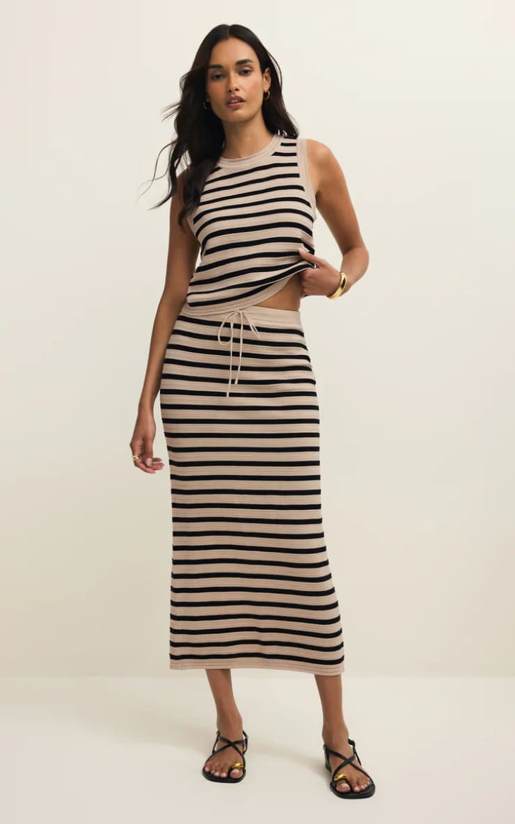 Z SUPPLY- Emori Striped Skirt in Natural