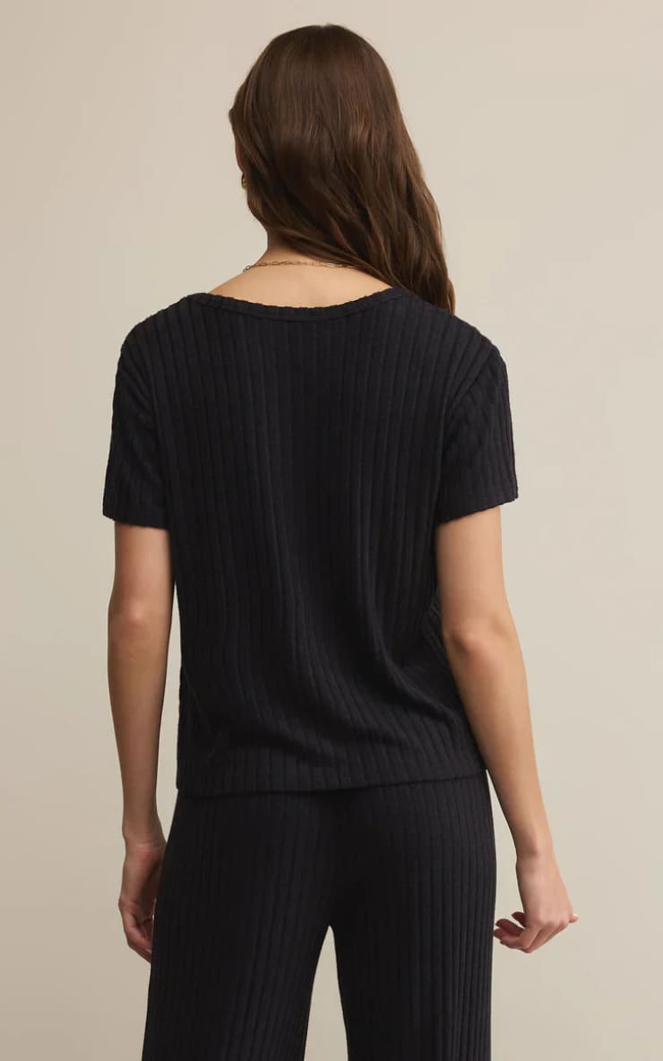 Z SUPPLY- Kara Rib Tee in Black Sand - T-SHIRT & TANK