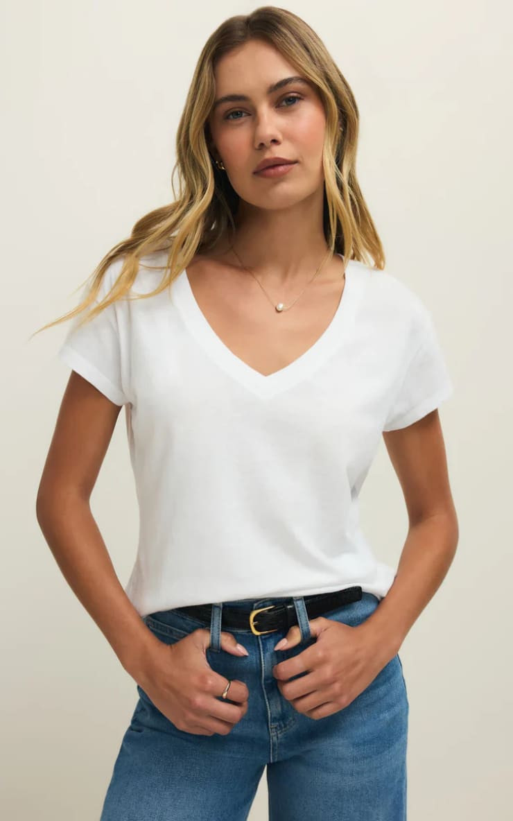 Z SUPPLY- Modern V-Neck Tee - White / XS - T-SHIRT & TANK