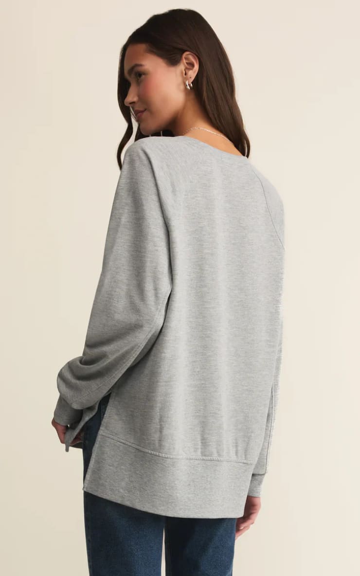 Z SUPPLY- Modern V-Neck Weekender in Heather Grey - SWEATER