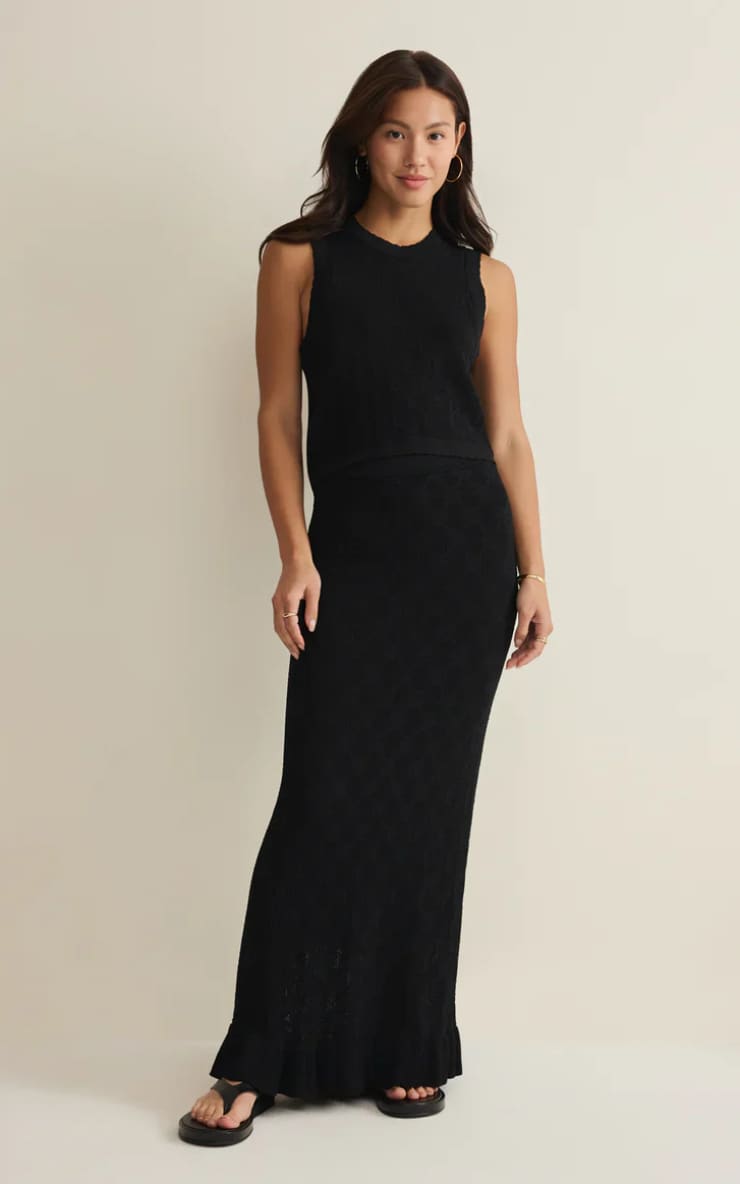 Z SUPPLY- Ramona Jacquard Sweater Skirt in Black