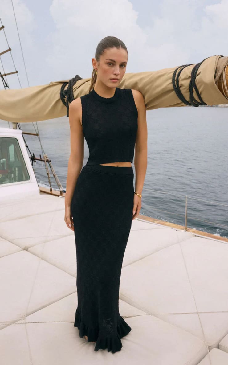 Z SUPPLY- Ramona Jacquard Sweater Skirt in Black