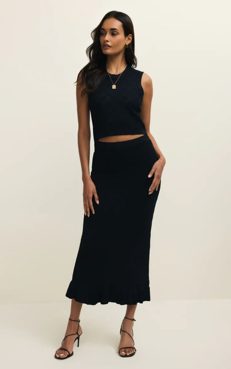 Z SUPPLY- Ramona Jacquard Sweater Skirt in Black