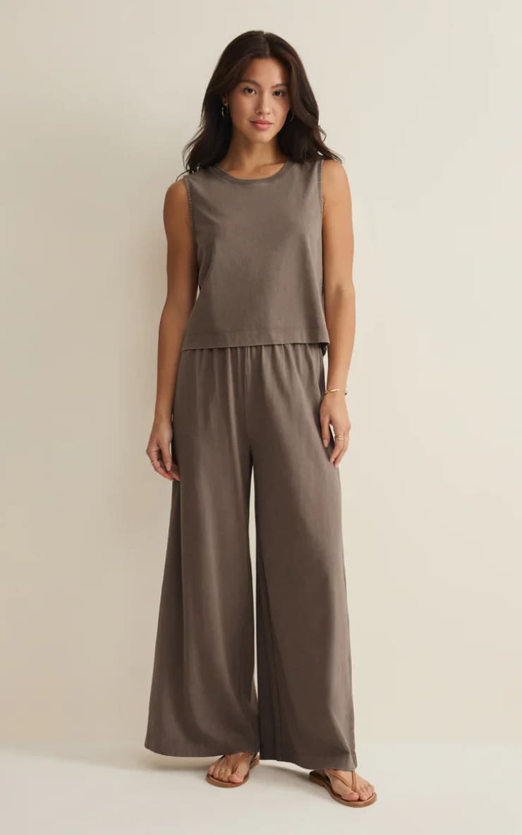 Z SUPPLY- Scout Jersey Crop Flare Pants in Perfectly Taupe