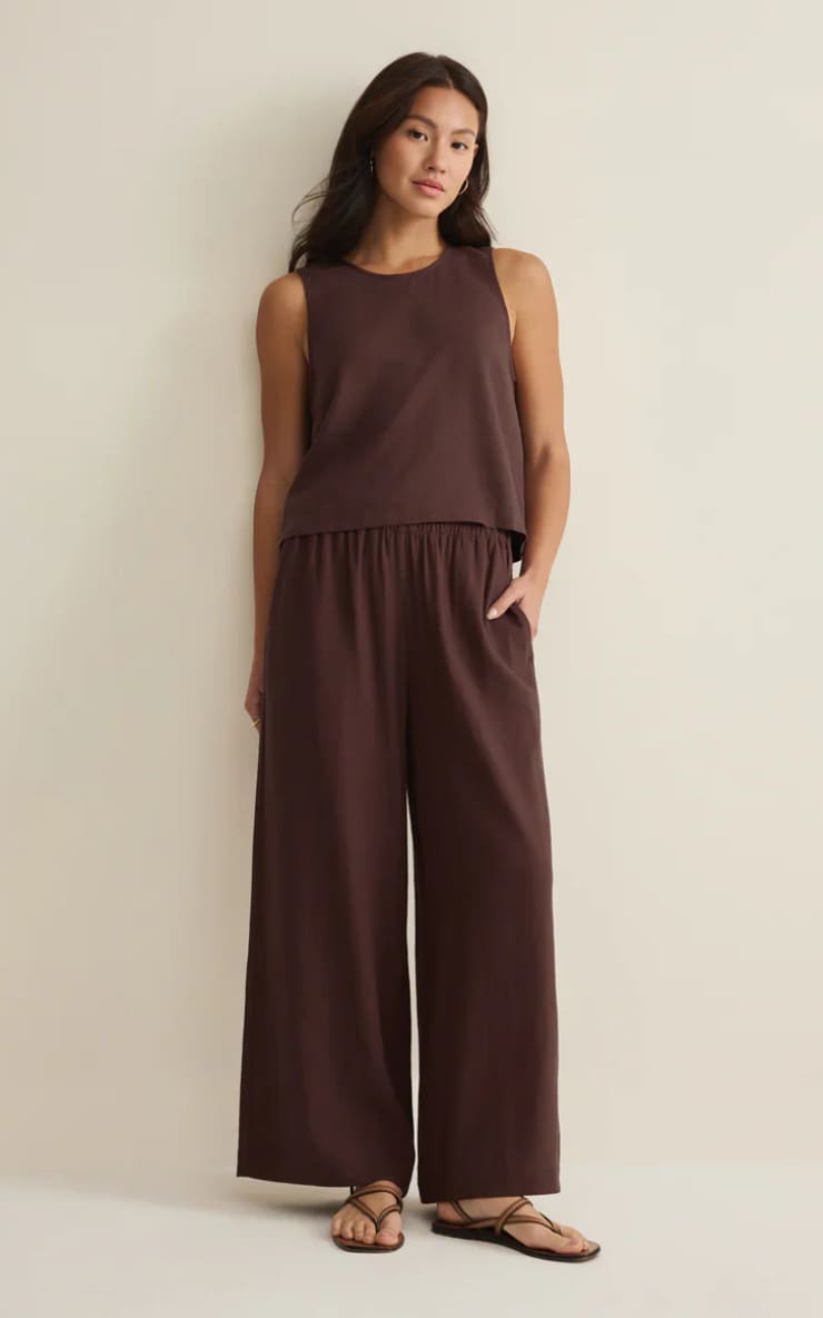 Z SUPPLY- Scout Linen Pant in Chocolate Cherry