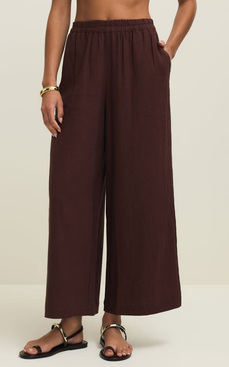 Z SUPPLY- Scout Linen Pant in Chocolate Cherry