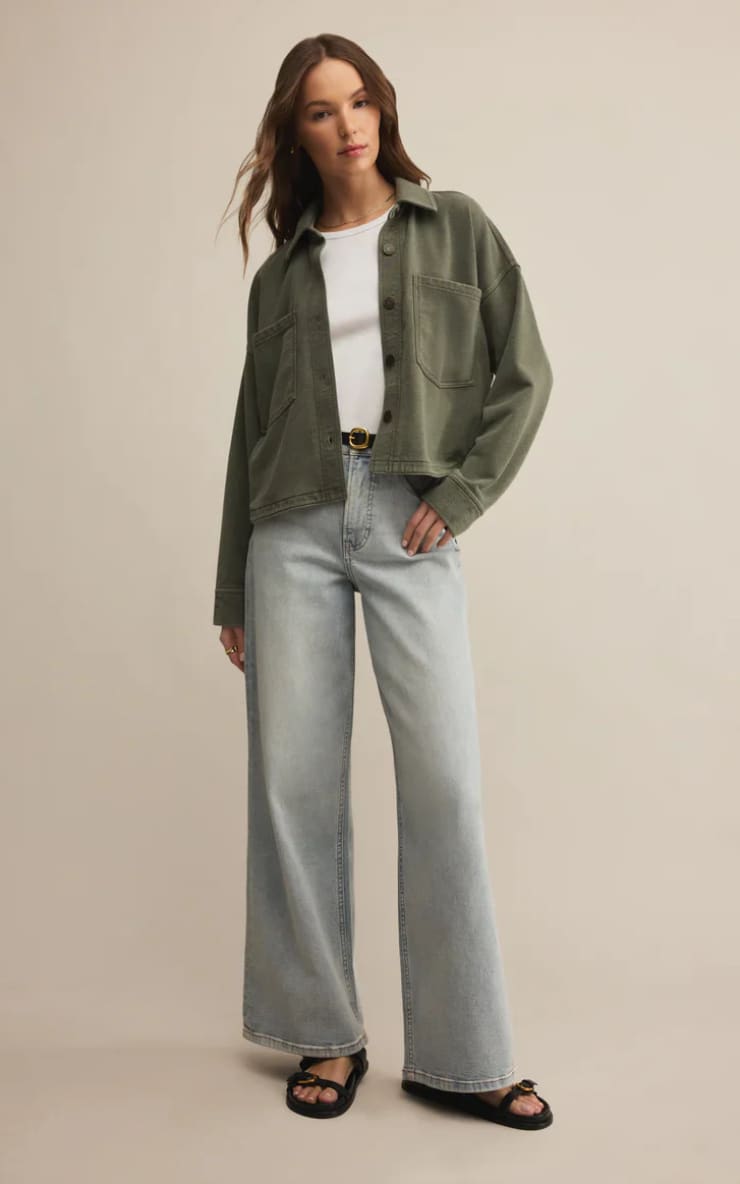 Z SUPPLY- All Day Cropped French Terry Knit Jacket