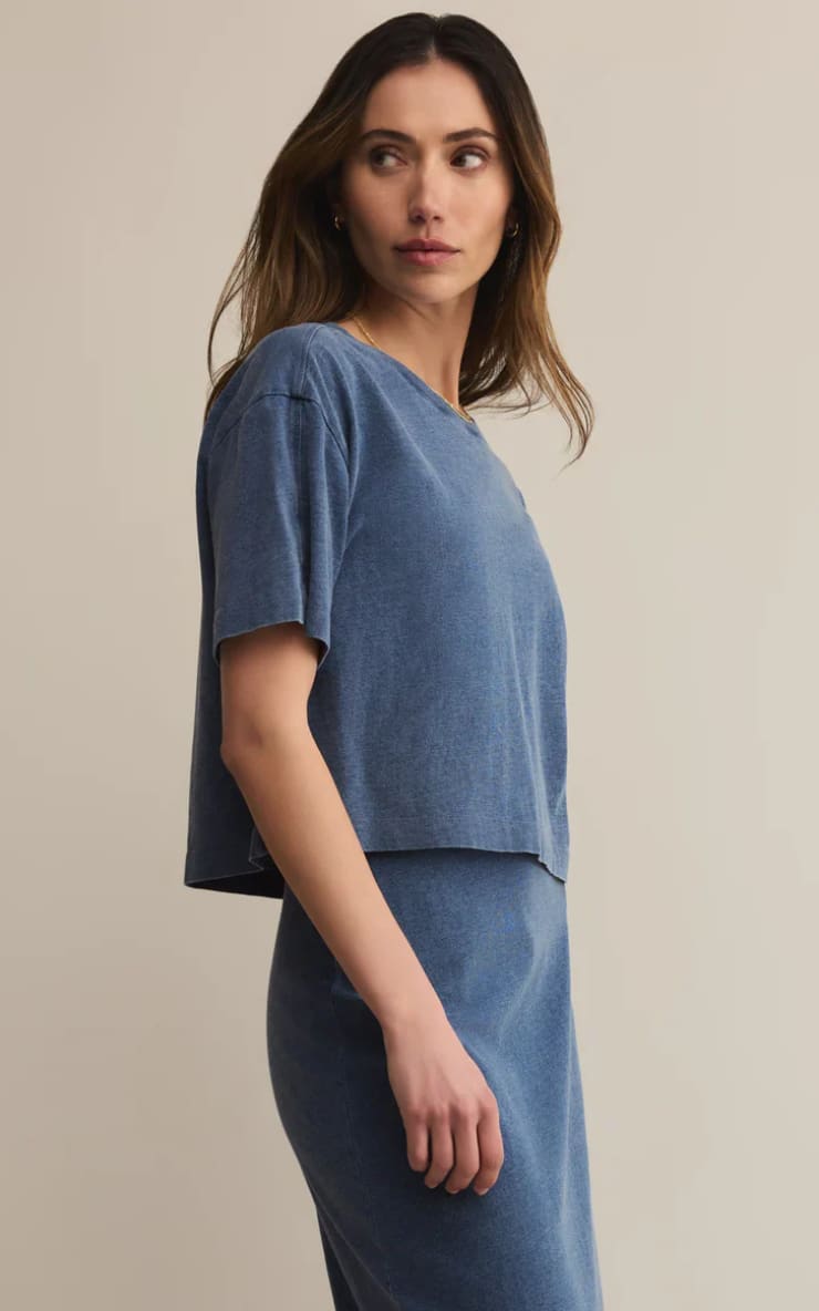 Z SUPPLY- On The Go Jersey Denim Tee - T-SHIRT & TANK