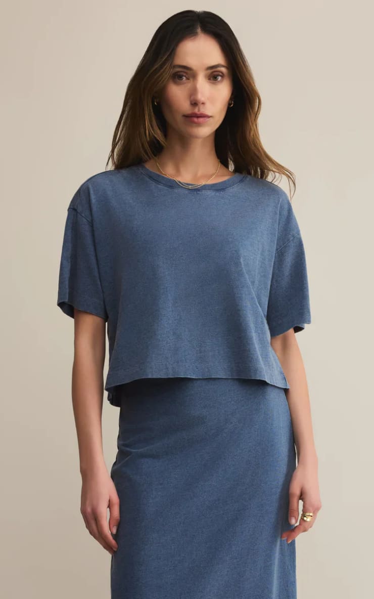 Z SUPPLY- On The Go Jersey Denim Tee - T-SHIRT & TANK