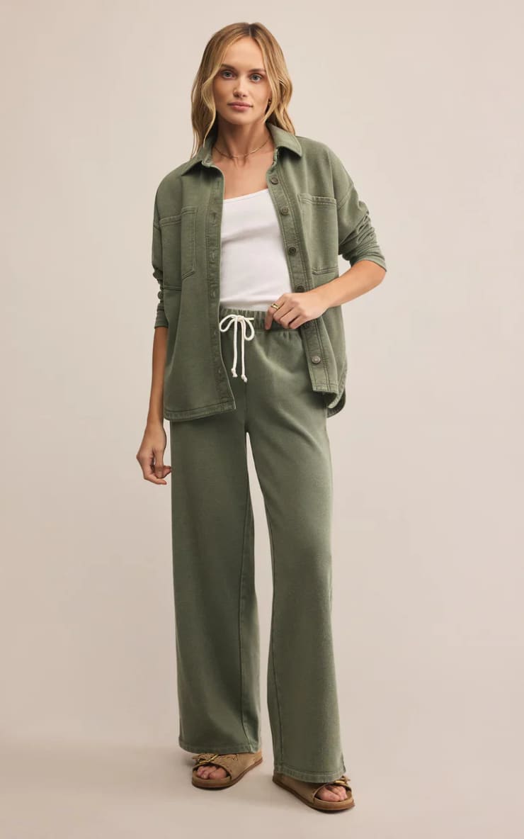 Z SUPPLY- Hunter French Terry Knit Pant in Green