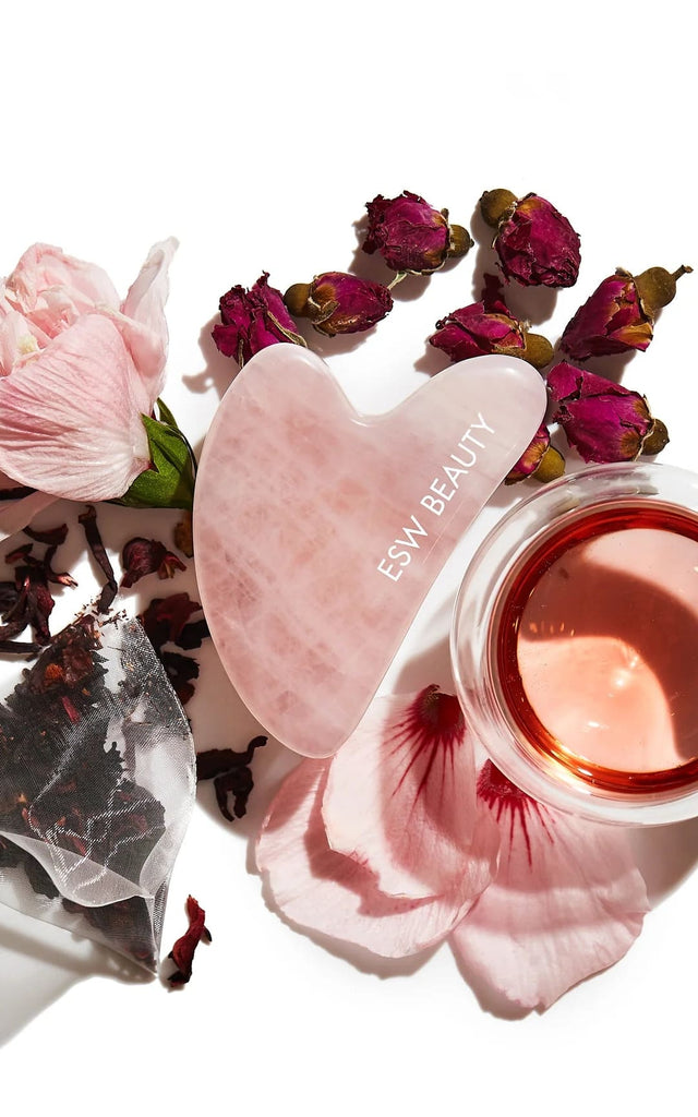 ESW Beauty - Hibiscus White Tea Rose Quartz Gua Sha -
