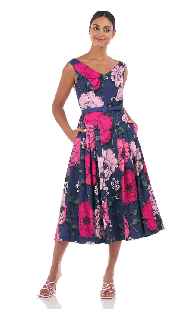 Kay Unger- Cory Midi Poppy Print Dress - Dresses