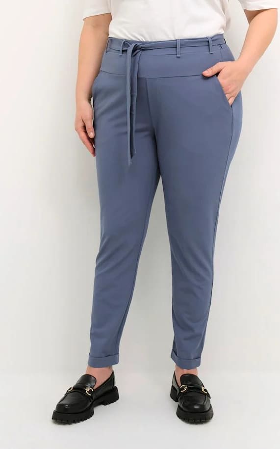 Kaffe Curve - Jia Belted Trousers in Vintage Indigo