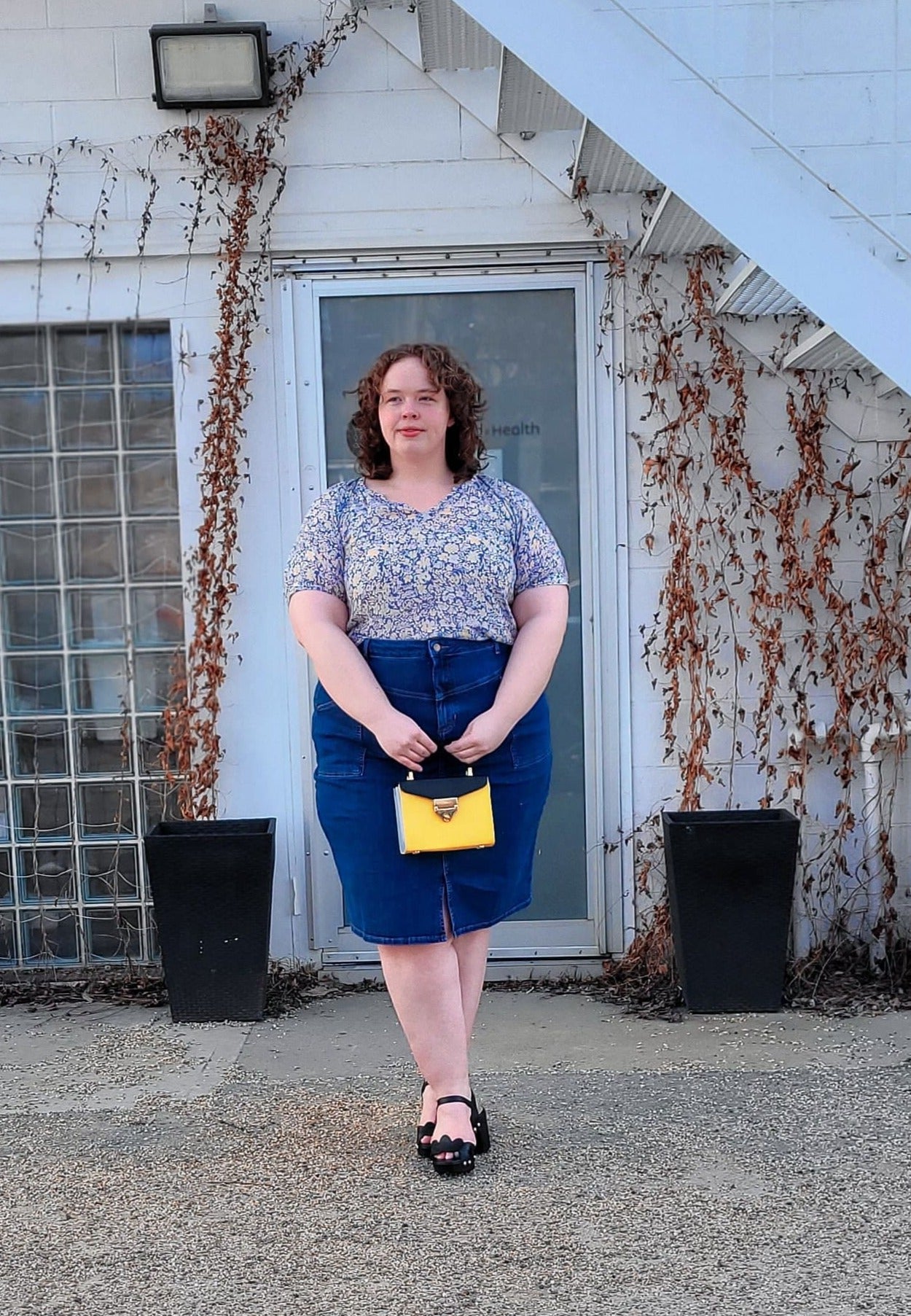 Plus size clearance denim stretch skirt