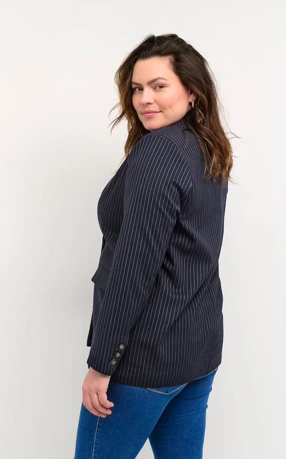 Kaffe Curve - Winna Midnight Marine Pinstriped Blazer