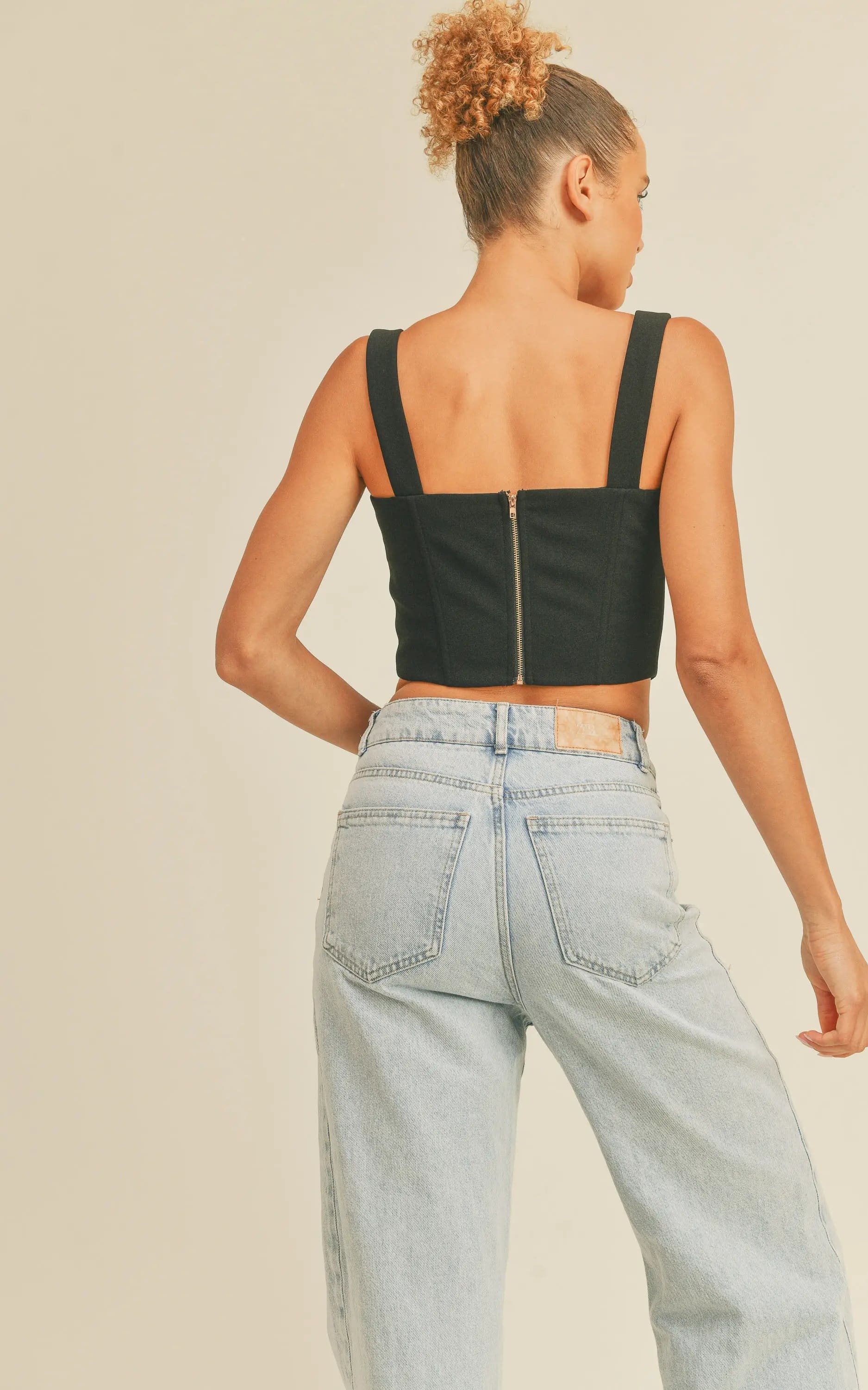 Klesis - Thick Strap Square Neck Corset Top - Shirts & Tops