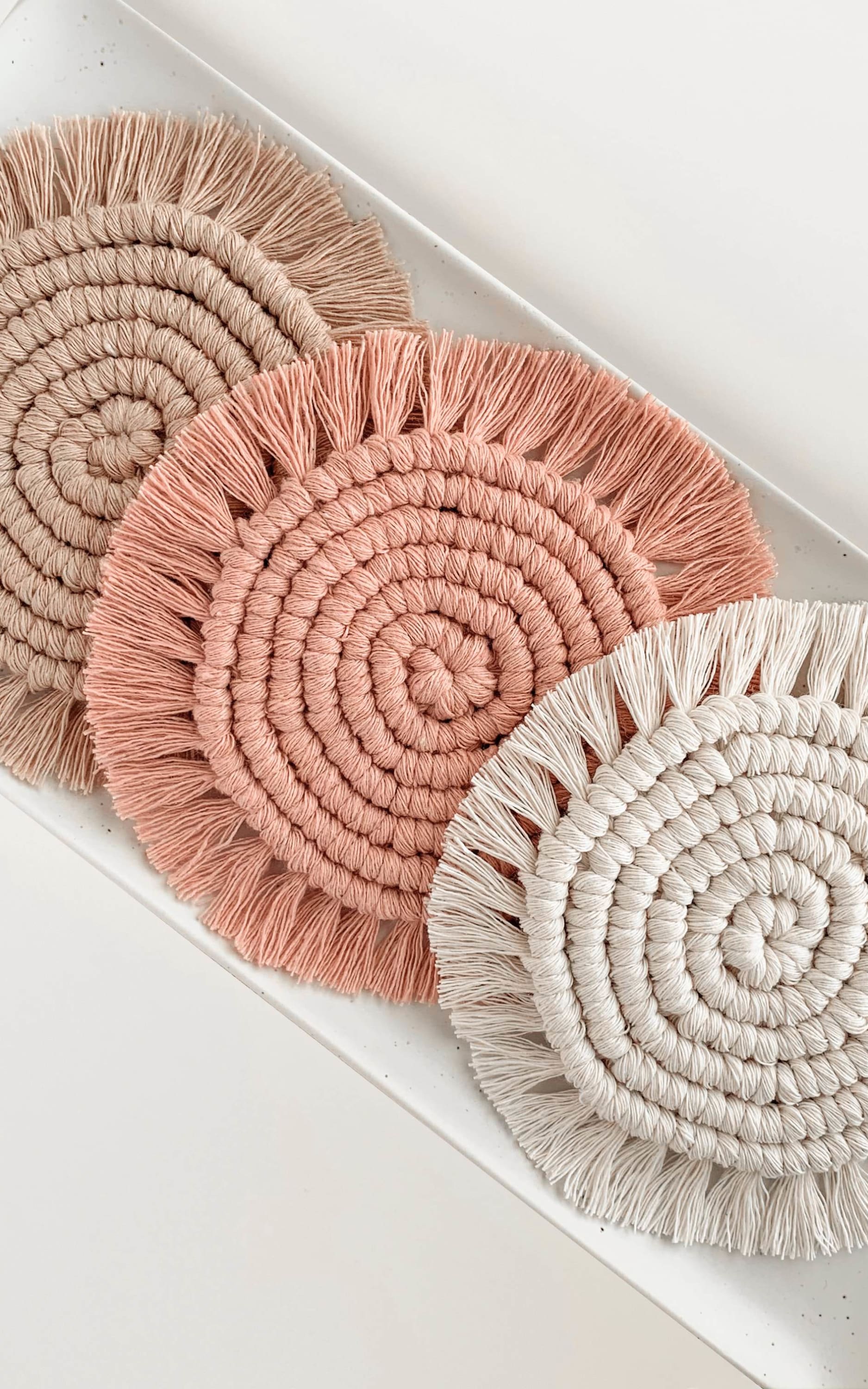 SAND, BLUSH & RAW ROUND COASTERS