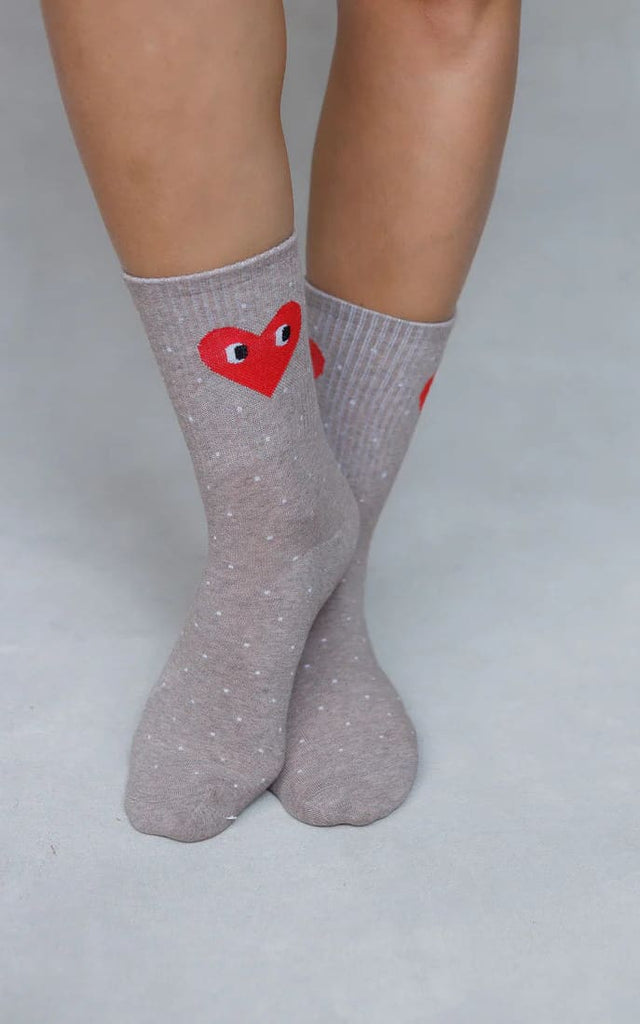 LimLim - Polka Dot Heart Crew Socks - accessories