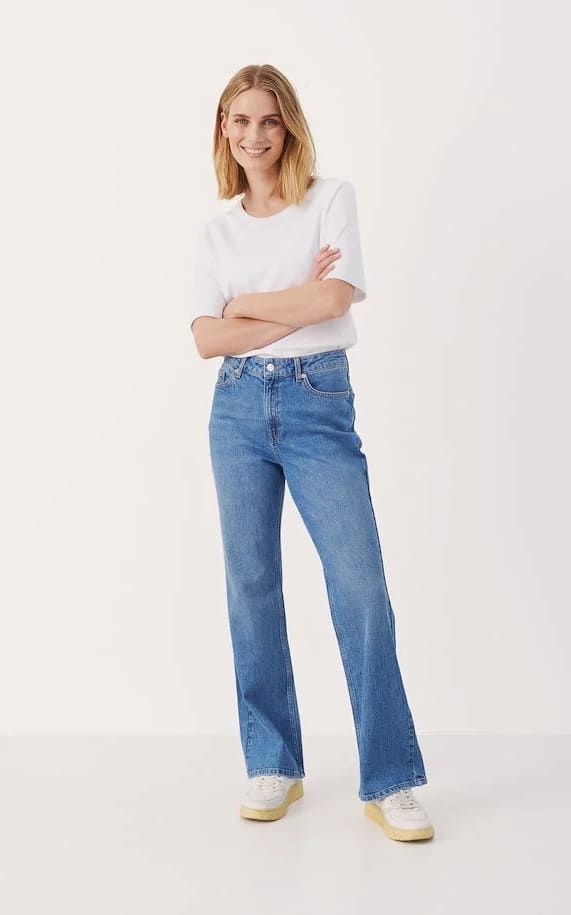 Part Two - Mollie Light Blue High Waisted Wide Leg Jeans -