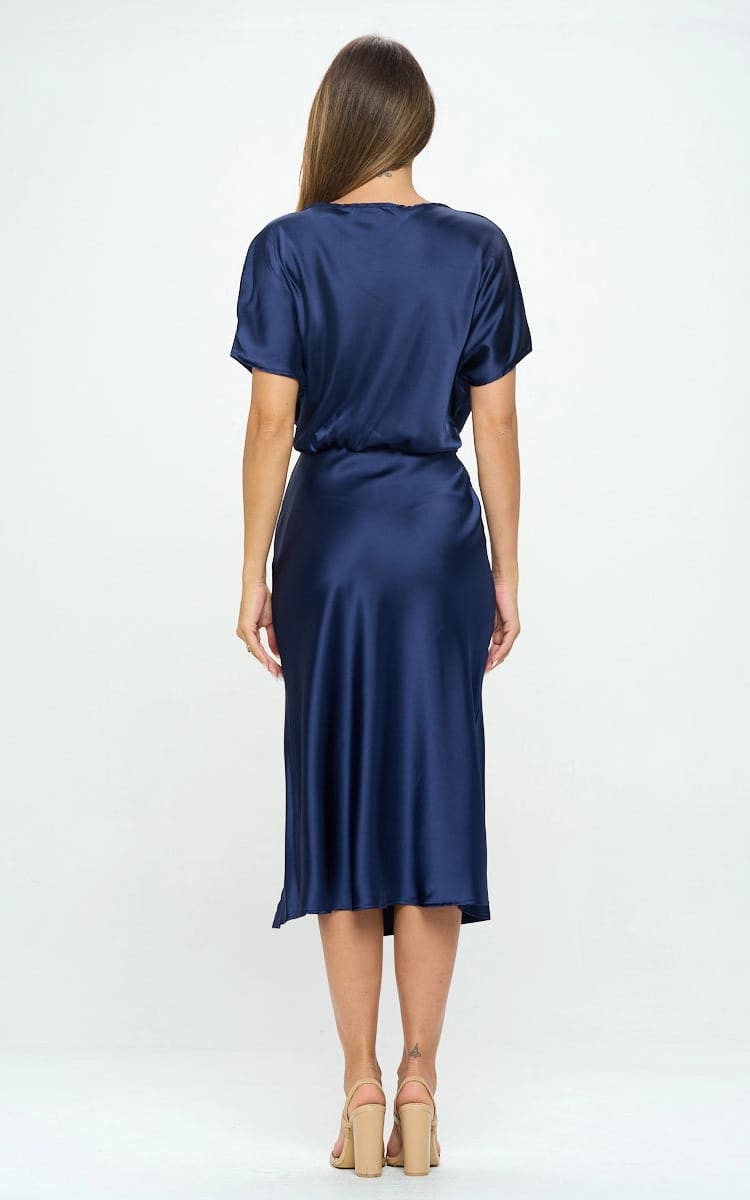 Renee C - Stretch Satin Blouson Dress