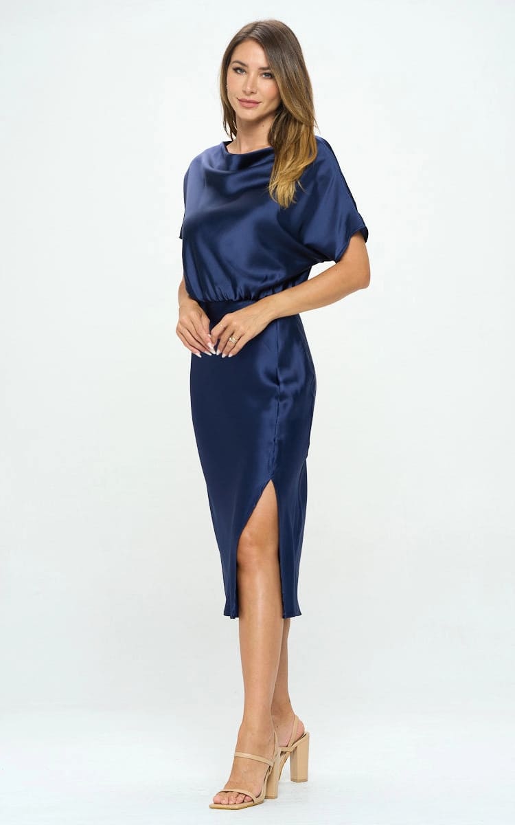 Renee C - Stretch Satin Blouson Dress