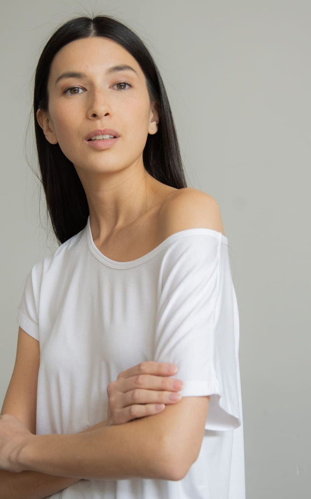 The Roster - Let’s Be Brave Scoop Neck Tee in White - top