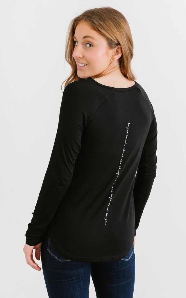 The Roster - Be Passionate Long Sleeve Scoop Neck in Black -