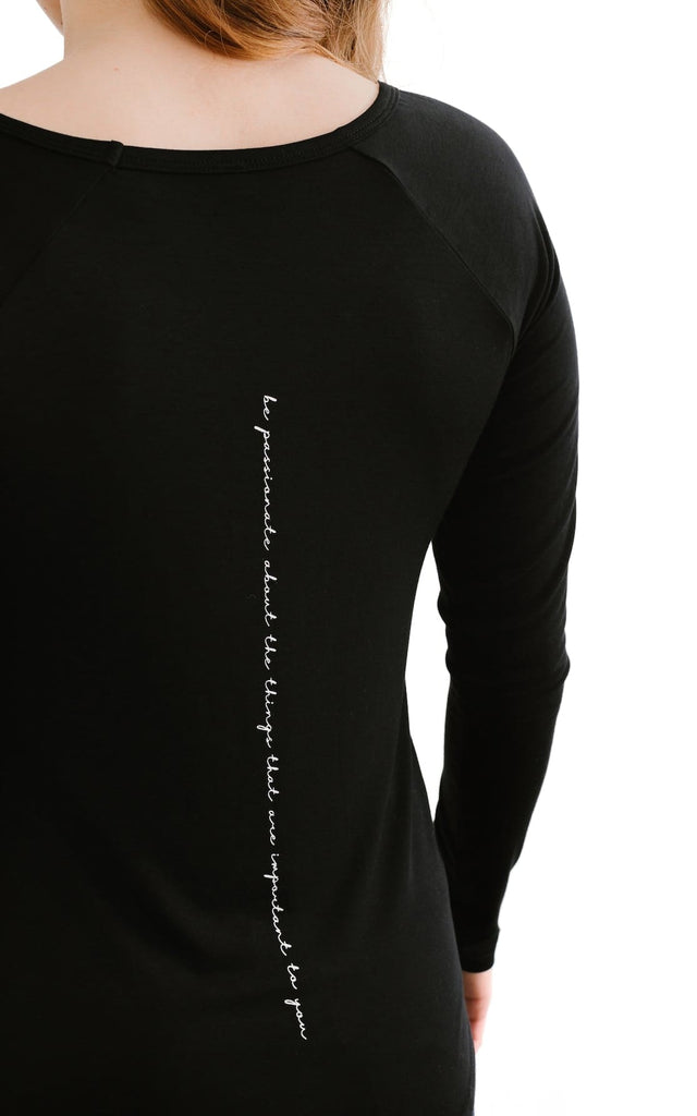 The Roster - Be Passionate Long Sleeve Scoop Neck in Black -