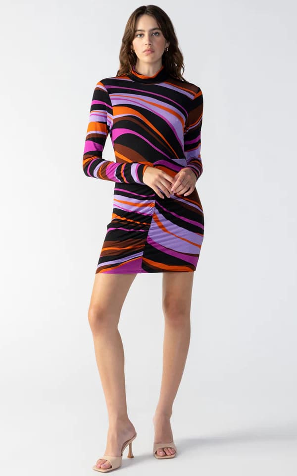 Sanctuary - Shirred Bodycon Abstract Dress - Dresses