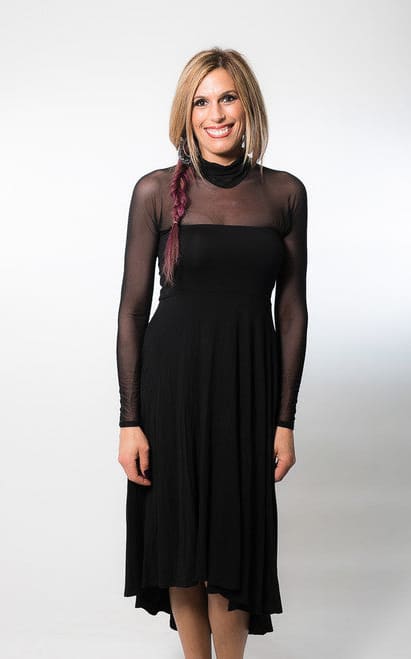 Sleevey Wonders - High Neck Black Mesh Long