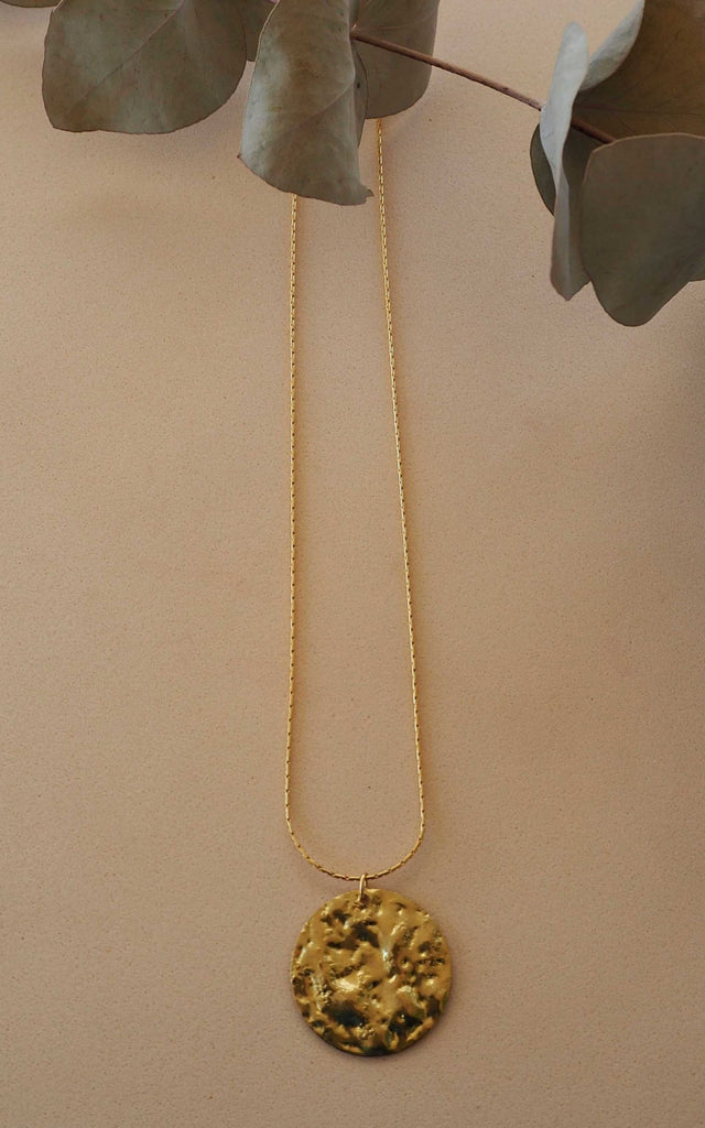 Hammered Gold Coin Necklace - jewelry
