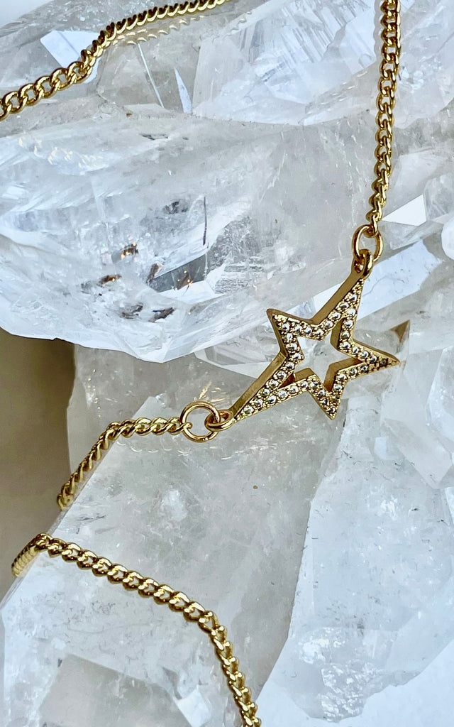 Twisted Baubles - 18K Gold Plated Pave Star - jewelry