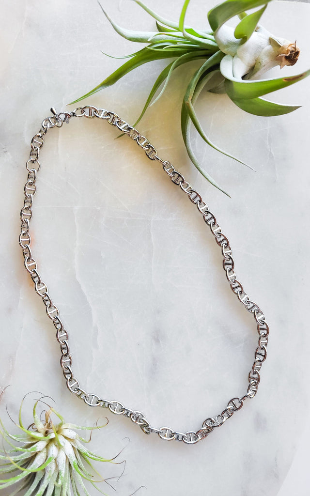 Twisted Baubles- Split Chain Silver Necklace - jewelry