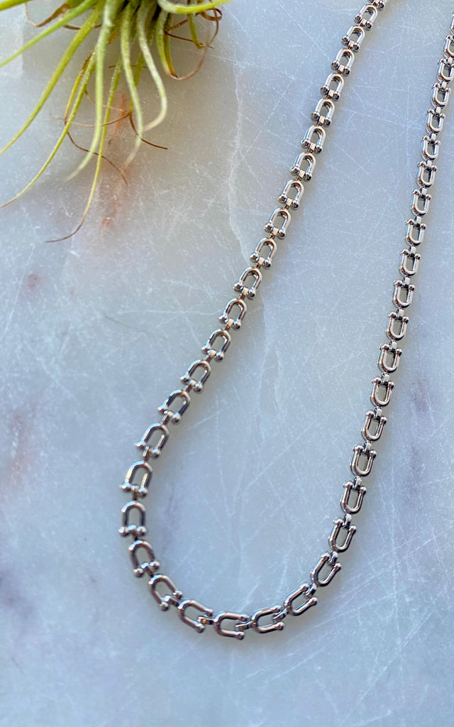 Twisted Baubles - Stainless Steel U Link Necklace - jewelry
