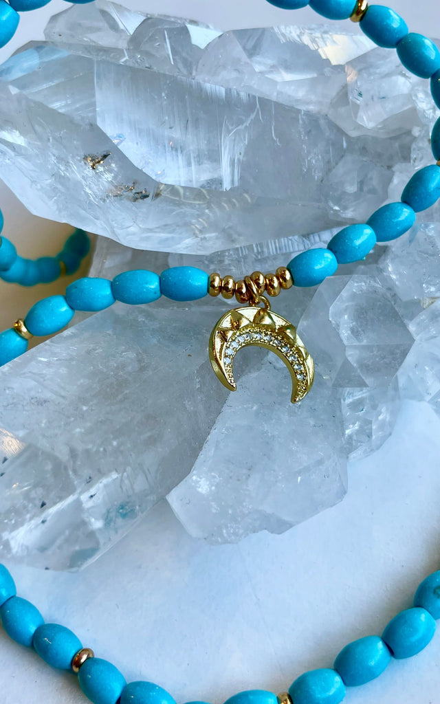Twisted Baubles - Turquoise Howlite Moon Pave - jewelry