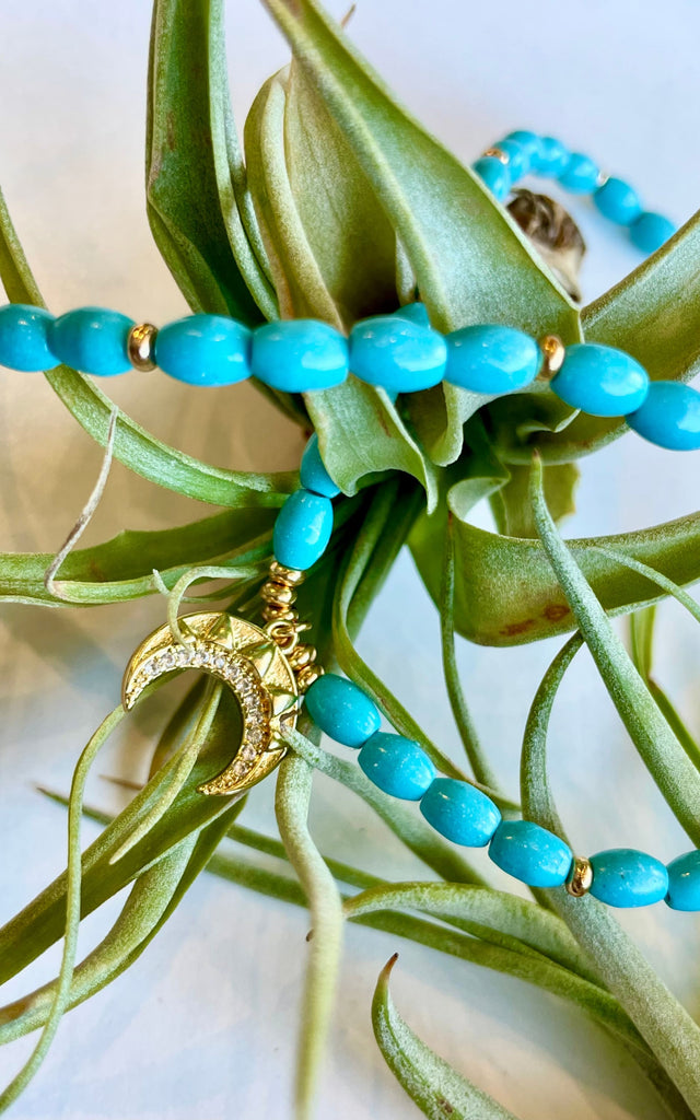 Twisted Baubles - Turquoise Howlite Moon Pave - jewelry