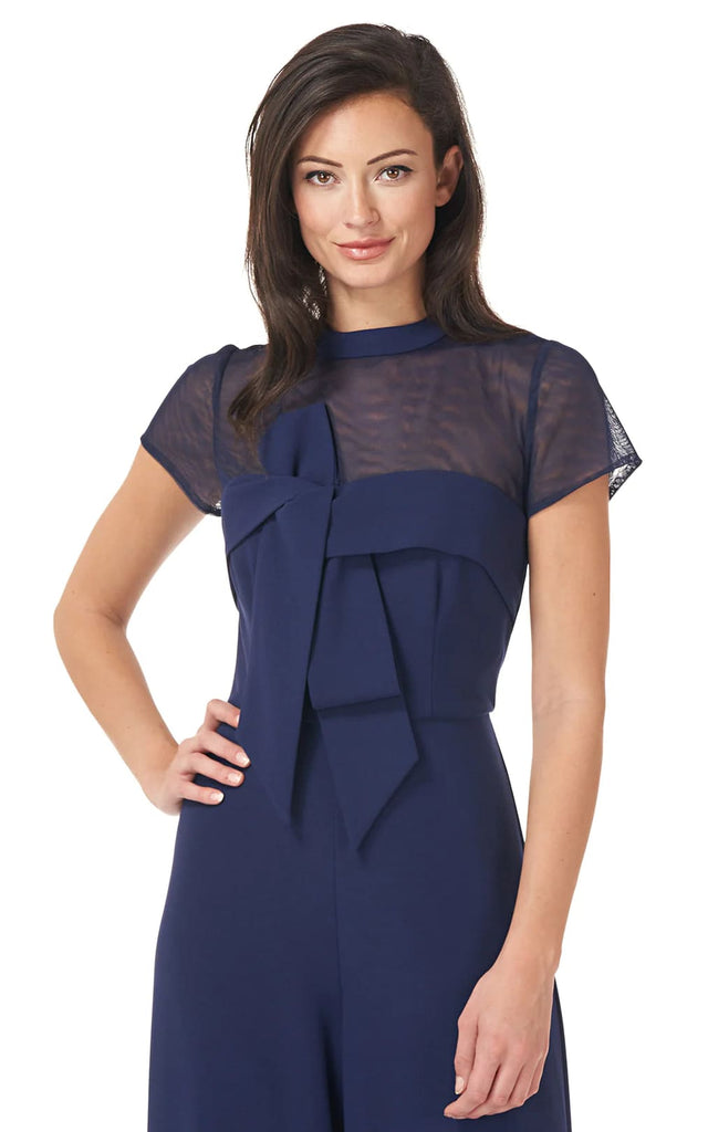 JS Collections - Crepe Bow Jumpsuit In Navy - Dresses