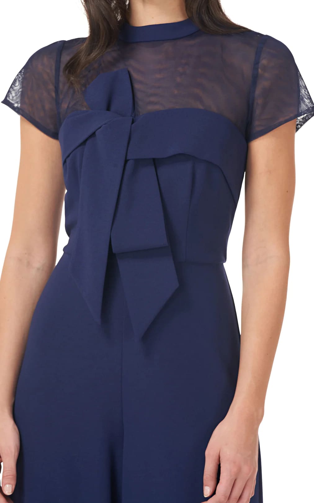 JS Collections - Crepe Bow Jumpsuit In Navy - Dresses