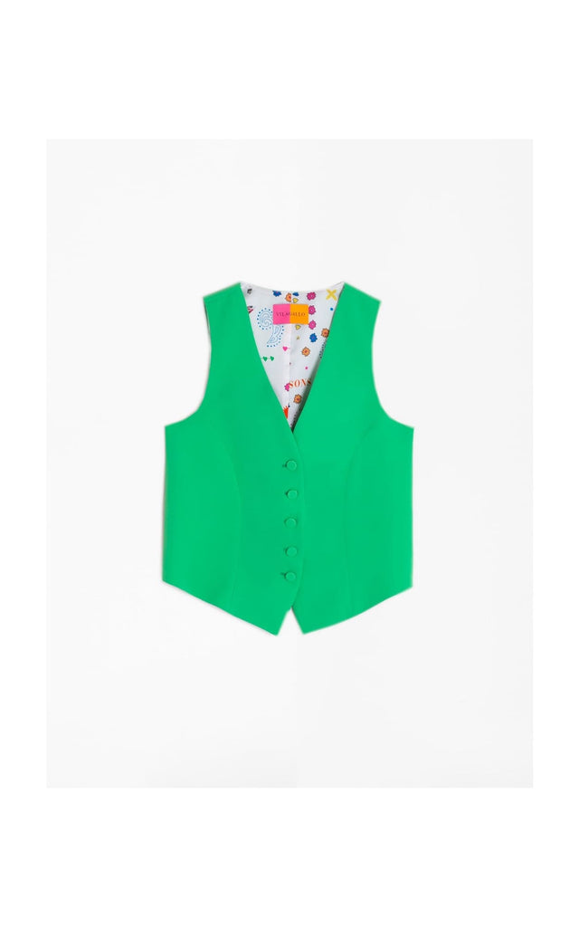 Vilagallo - Smart Vest With Covered Buttons - top