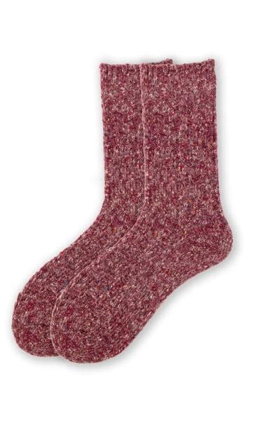 XS Unified - Fisherman’s Cable Knit Crew Socks - CRIMSON - 