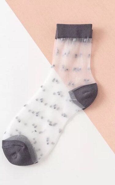 Sheer Dot Anklet Sock - PEWTER - accessories