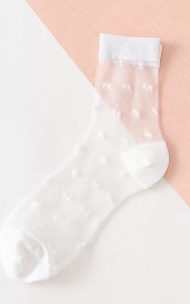 Sheer Dot Anklet Sock - WHITE - accessories