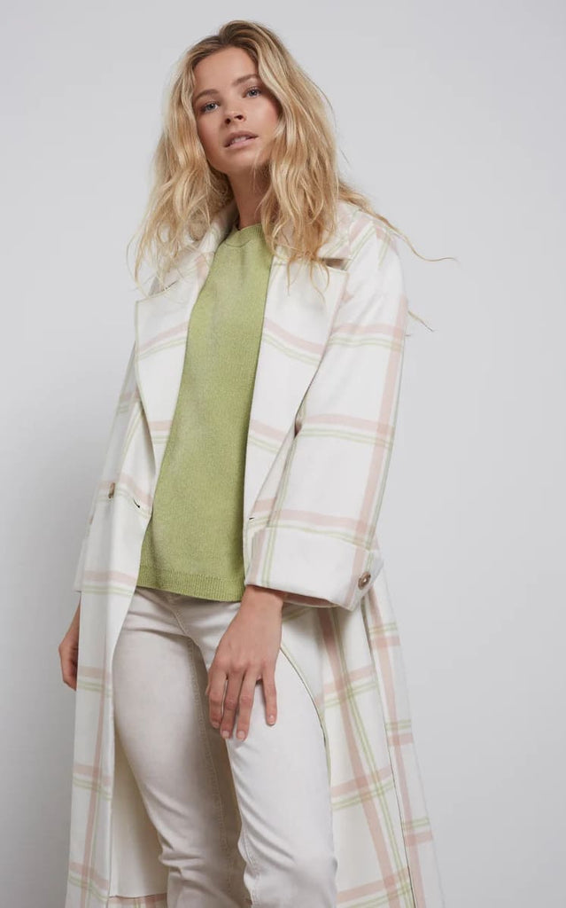 YAYA - Soft Pink & Green Windowpane Spring Jacket -